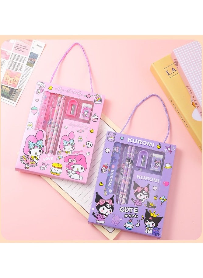 Generic - 6 Piece Stationery Set Sanrio Children's stationery Gift Set back-to-school gift set for students to learn Melody Pencil Ruler - Image 1
