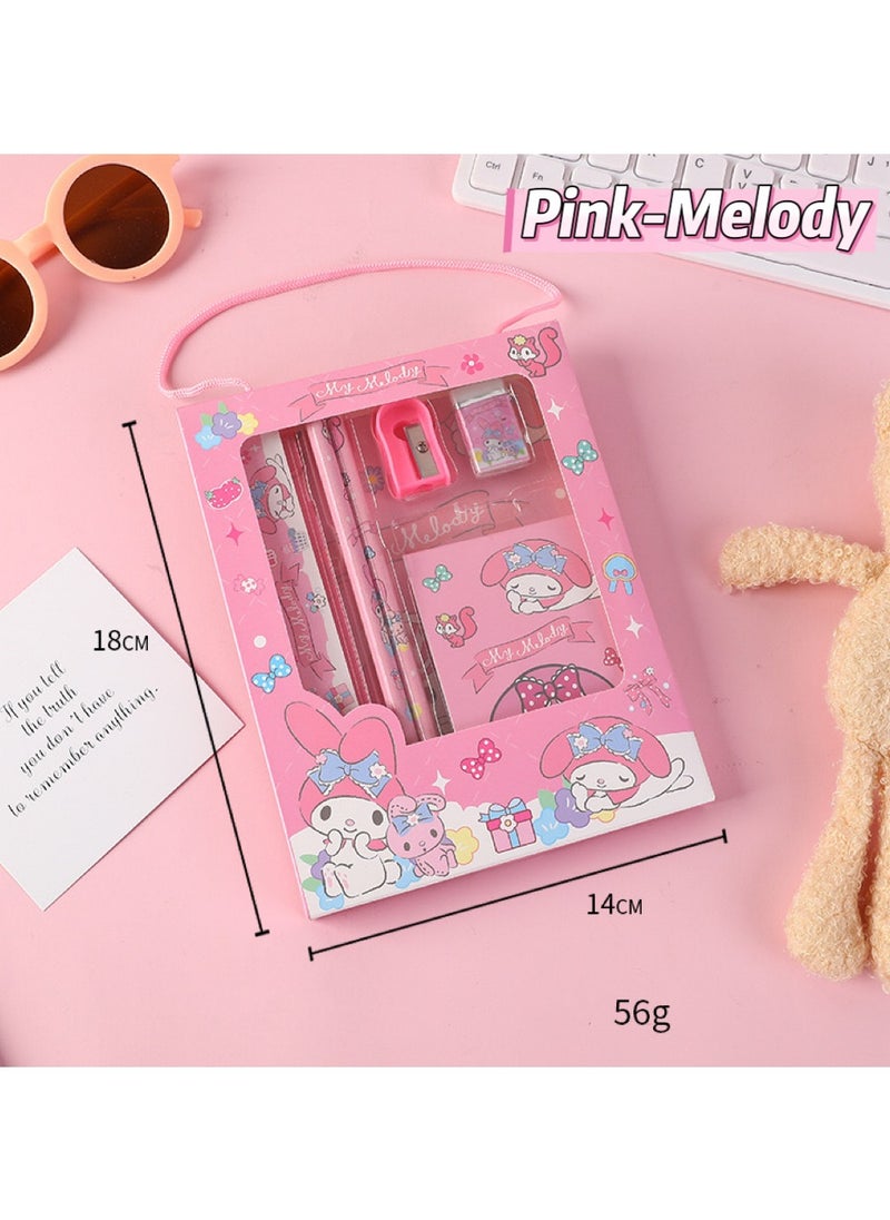 Generic - 6 Piece Stationery Set Sanrio Children's stationery Gift Set back-to-school gift set for students to learn Melody Pencil Ruler - Image 1