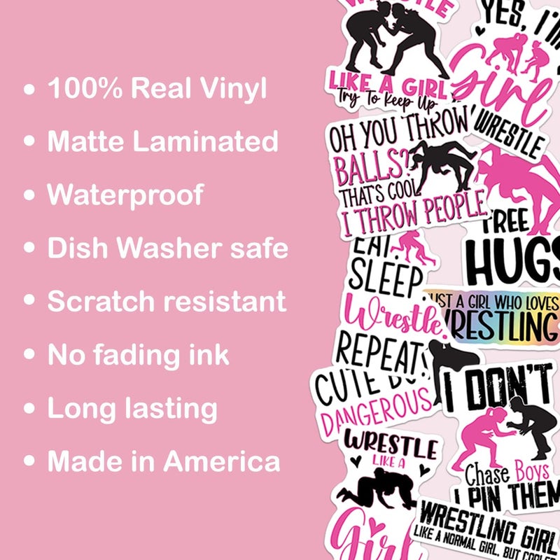 TAYTA (10pcs) Wrestling Stickers Sheet Funny Wrestle Gifts Sports Lover Wrestler Gifts Funny Multiple Different Design, Waterproof, UV- Resistant, Suitable for Tumbler, Laptop (Wrestling Girl) - Image 4