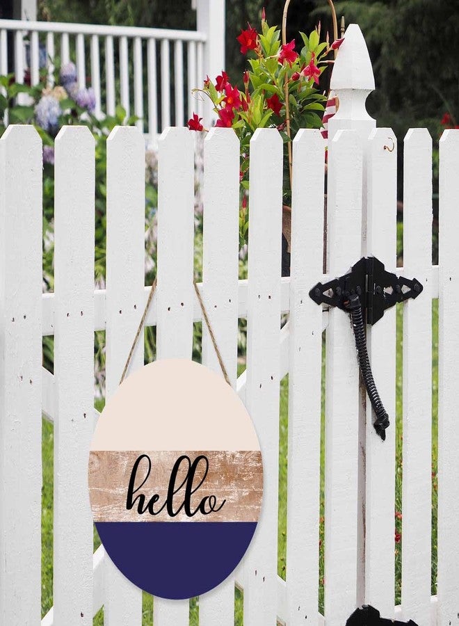 Beabes Welcome Sign for Front Door Porch Retro Beige Purple Hello 12in Round Wreath Wall Decor for Farmhouse Home Outdoor Indoor - Image 4