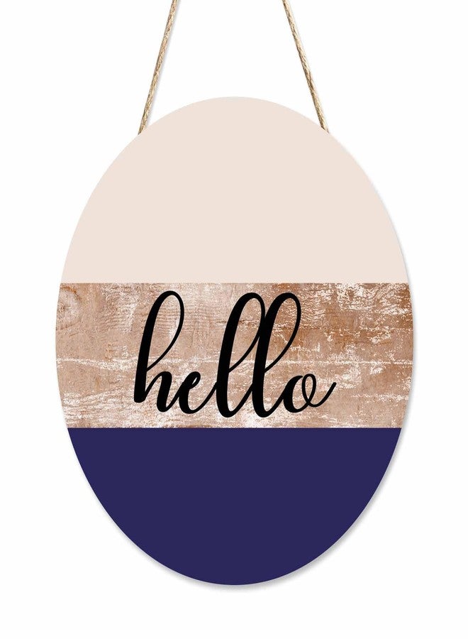 Beabes Welcome Sign for Front Door Porch Retro Beige Purple Hello 12in Round Wreath Wall Decor for Farmhouse Home Outdoor Indoor - Image 1
