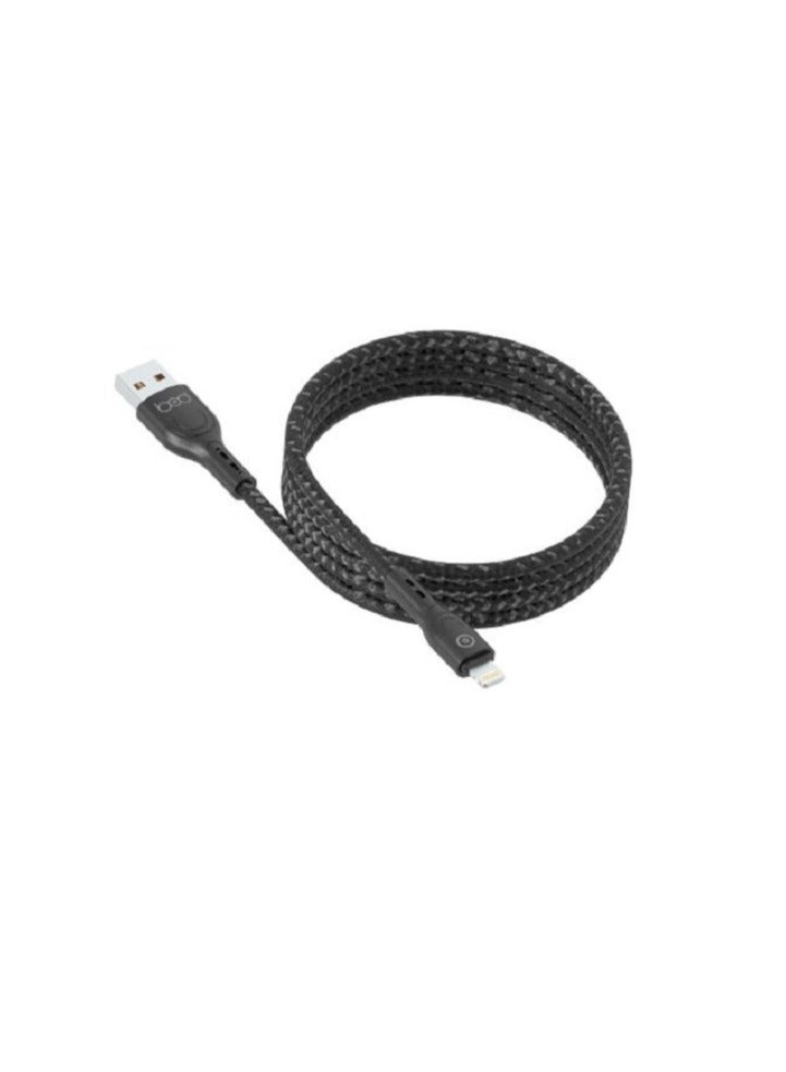 BOD iPhone cable, 2 meters, black fabric, Bod brand - Image 3