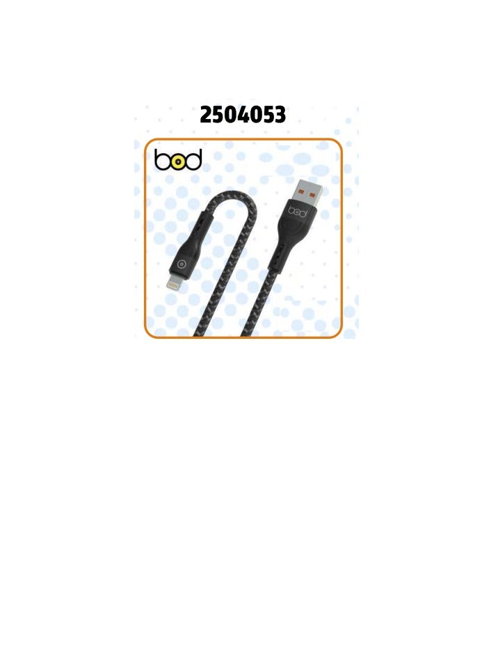 BOD iPhone cable, 2 meters, black fabric, Bod brand - Image 5