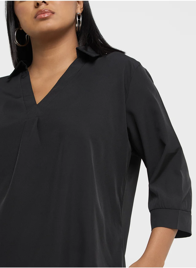 جينجر بلس Polo Neck A Line Blouse