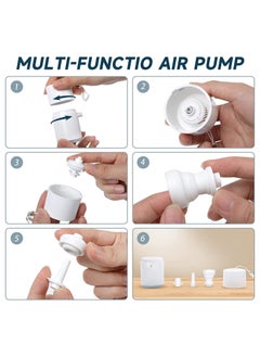 SYOSI Mini Portable Air Pump Mini Electric Air Pump for Inflatables 1400mAh Battery USB Rechargeable Air Pump with 410LM LED Light Quick Inflate for Camping Battery Pool Float Pump  - Image 2