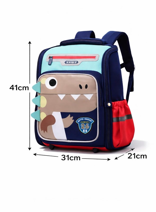 Skoolster Premium Dinosaur Kids School Backpack | Large Capacity 180° Box-Style Opening School Bag with Premium Zipper | Adjustable Padded Straps | Ideal for School& Birthday Return Gifts (Green) - Image 4