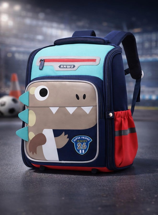 Skoolster Premium Dinosaur Kids School Backpack | Large Capacity 180° Box-Style Opening School Bag with Premium Zipper | Adjustable Padded Straps | Ideal for School& Birthday Return Gifts (Green) - Image 5