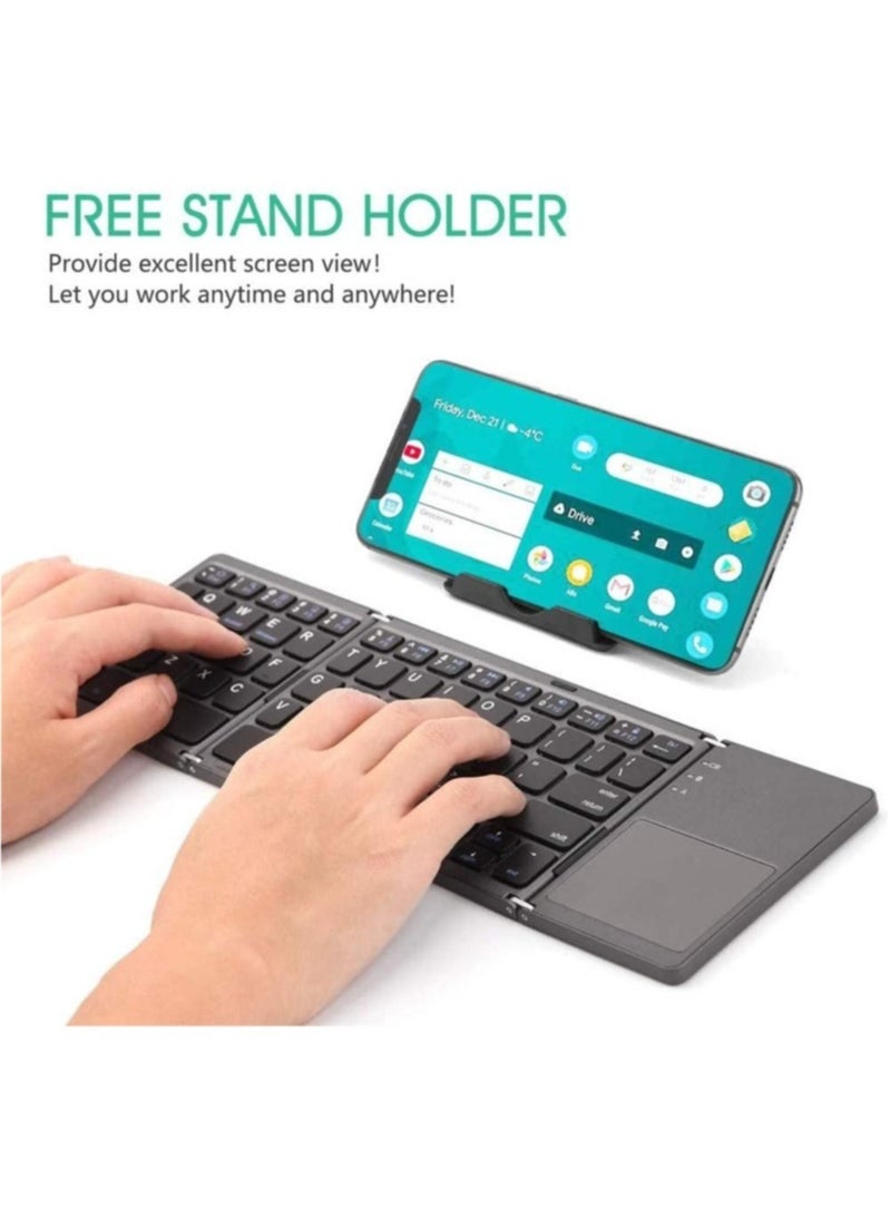 ELTRAZONE Foldable Bluetooth Keyboard, Rechargeable Portable Wireless Keyboard with Touchpad compatible with Iphone12 Pro Max,Tablet,iPad,SmartPhone - Image 5