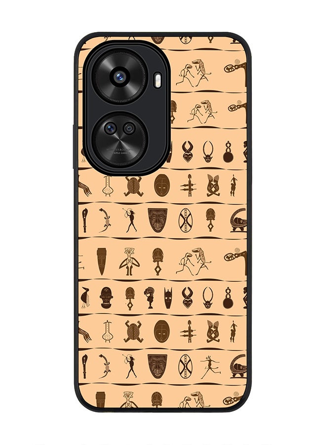 Stylizedd Rugged Black edge case for Huawei nova 12 SE / Huawei nova 11 SE 4G, Slim fit Case Flexible Anti Drop TPU Gel Thin Cover - Tribal Hieroglyphics - Image 1