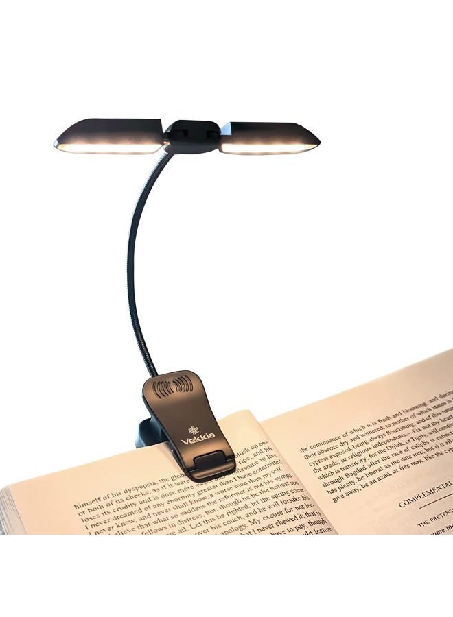 Vekkia 14 LED Rechargeable Book-Light for Reading at Night in Bed,Warm/White Reading Light with Clamp,180°Adjustable Mini Clip on Light,Lightweight Eye Care Book Light Perfect for Readers & Kids - Image 1
