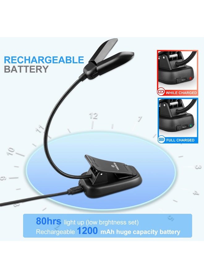 Vekkia 14 LED Rechargeable Book-Light for Reading at Night in Bed,Warm/White Reading Light with Clamp,180°Adjustable Mini Clip on Light,Lightweight Eye Care Book Light Perfect for Readers & Kids - Image 5