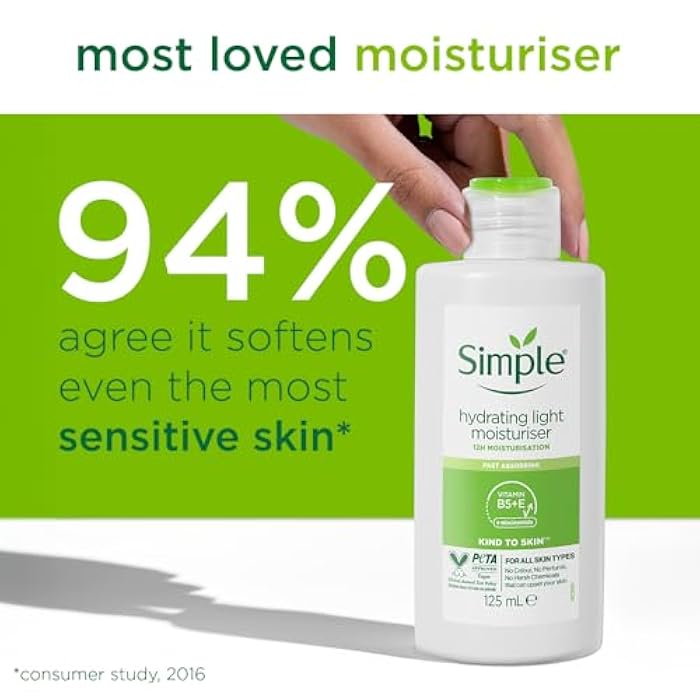 Simple Kind to Skin Hydrating Light UK’s #1 Facial Skin Care brand* Moisturiser for 12-hour Moisturisation 125 ml - Image 5