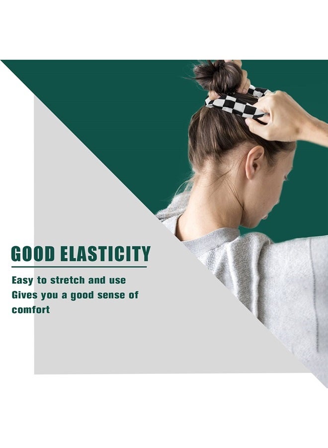 Mtlee 12 Pieces Checkered Plaid Scrunchies Plaid Hair Ties Scrunchies Christmas Hair Scrunchies Buffalo Plaid Hair Elastic Ponytail tail Holder for Girls Women Hair Accessories (Black, White) - Image 4