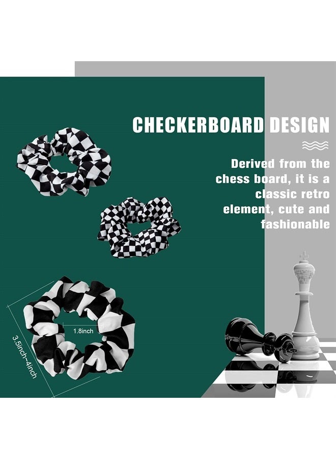 Mtlee 12 Pieces Checkered Plaid Scrunchies Plaid Hair Ties Scrunchies Christmas Hair Scrunchies Buffalo Plaid Hair Elastic Ponytail tail Holder for Girls Women Hair Accessories (Black, White) - Image 2