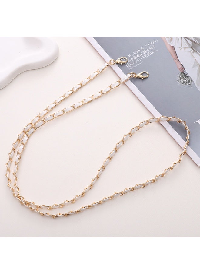 NIBEMINENT Phone Charm/ Chain Strap for Women Girls, Leather Slant Across Cell Phone Case Lanyard Wrist Strap，K462/White