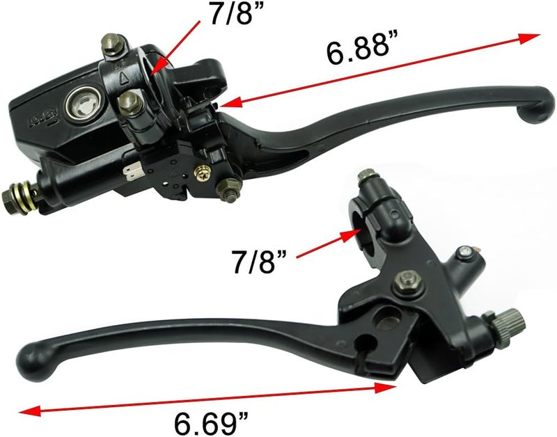 Feiteplus Universal Motorcycle 7/8" 22mm Handlebar Brake Master Cylinder Clutch Lever Set - Image 2