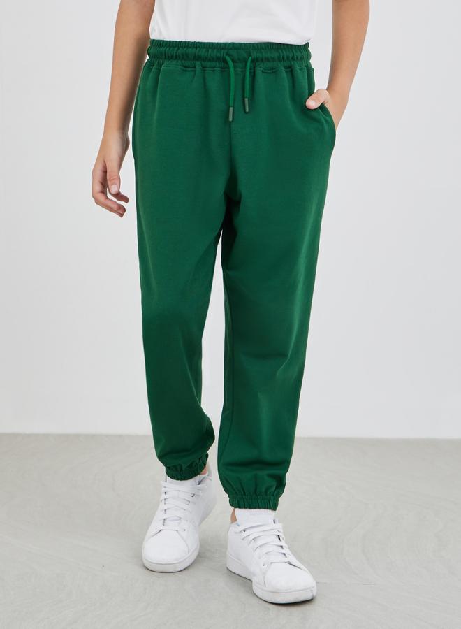 ستايلي بنطلون جوجر سادة أخضر بخصر مطاطي وجيوب مخفية - Image 1