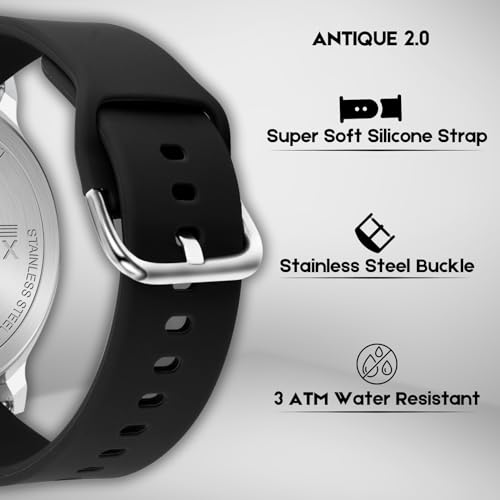 Matrix Antique 2.0 Day & Date Softest Silicone Strap Analog Watch for Men & Boys (Black) - Image 5