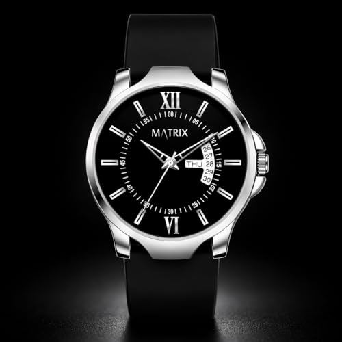 Matrix Antique 2.0 Day & Date Softest Silicone Strap Analog Watch for Men & Boys (Black) - Image 3