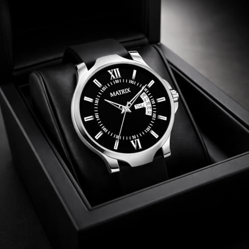Matrix Antique 2.0 Day & Date Softest Silicone Strap Analog Watch for Men & Boys (Black) - Image 2