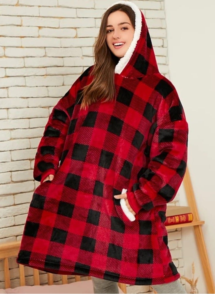 Blanket Hoodie Sweatshirt Oversized TV Blanket Wearable Blanket Super Warm Soft Cozy Fleece Hooded Sweater for Kid/Adult  - Image 2