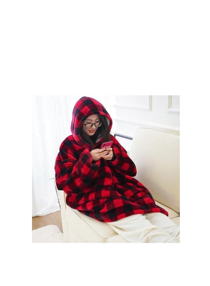 Blanket Hoodie Sweatshirt Oversized TV Blanket Wearable Blanket Super Warm Soft Cozy Fleece Hooded Sweater for Kid/Adult  - Image 1