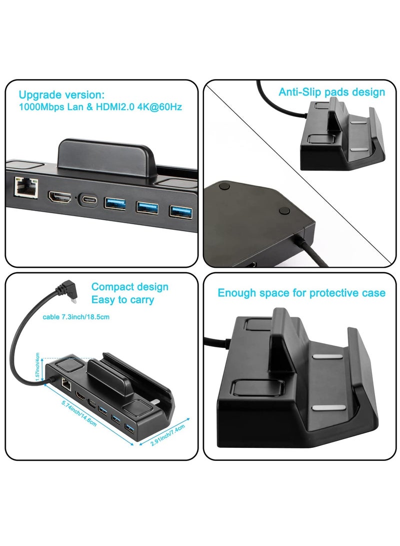 Upgraded 4K@60Hz 1000Mbps LAN TV Docking Station for Valve Steam Deck Dock, 6 in 1 Dock with Gigabit Ethernet, HDMI2.0 USB3.0 100W Fast Charging Dock for Stream Deck Dock Station Accessory - Image 5