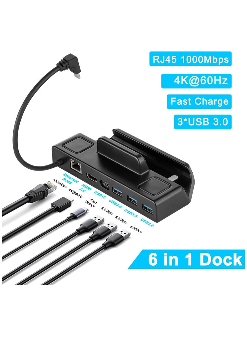 Upgraded 4K@60Hz 1000Mbps LAN TV Docking Station for Valve Steam Deck Dock, 6 in 1 Dock with Gigabit Ethernet, HDMI2.0 USB3.0 100W Fast Charging Dock for Stream Deck Dock Station Accessory - Image 3
