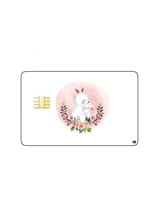 RKN PRINTED BANK CARD STICKER Cute Rabbits Drawing With Flowers - Image 1