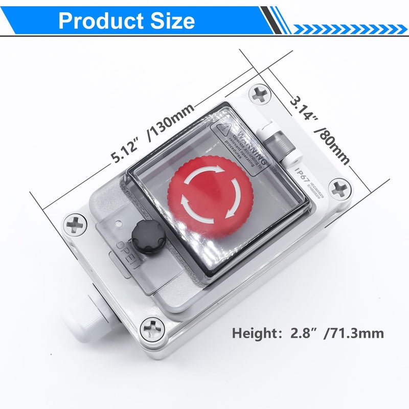 mxuteuk 1NC 1NO E-Stop Switches with Box Red Mushroom Emergency E-Stop Push Button Switch AC 660V 10A Switch Station Box G076 - Image 4