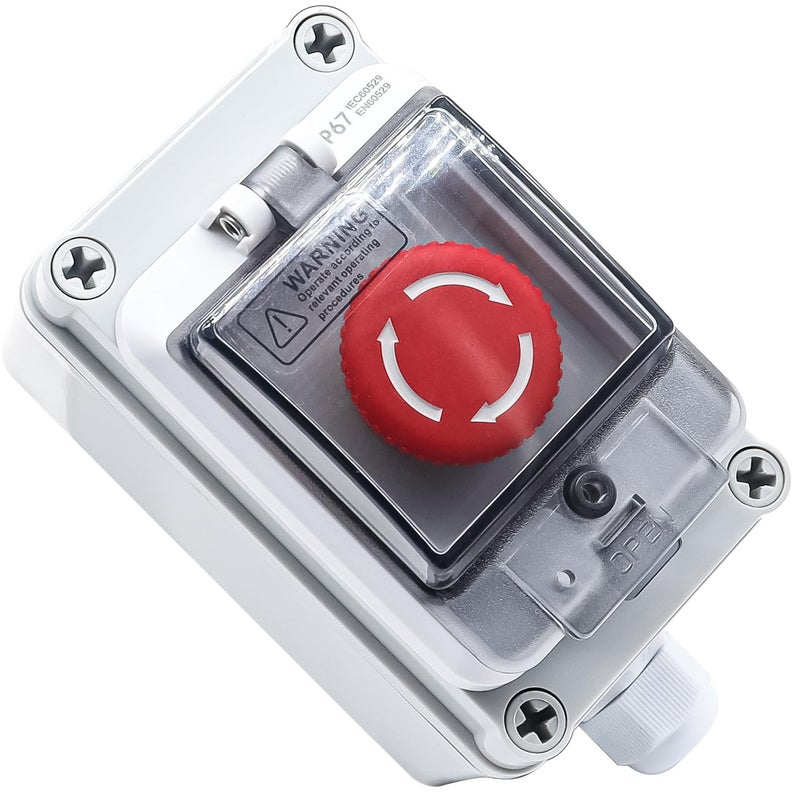 mxuteuk 1NC 1NO E-Stop Switches with Box Red Mushroom Emergency E-Stop Push Button Switch AC 660V 10A Switch Station Box G076 - Image 1