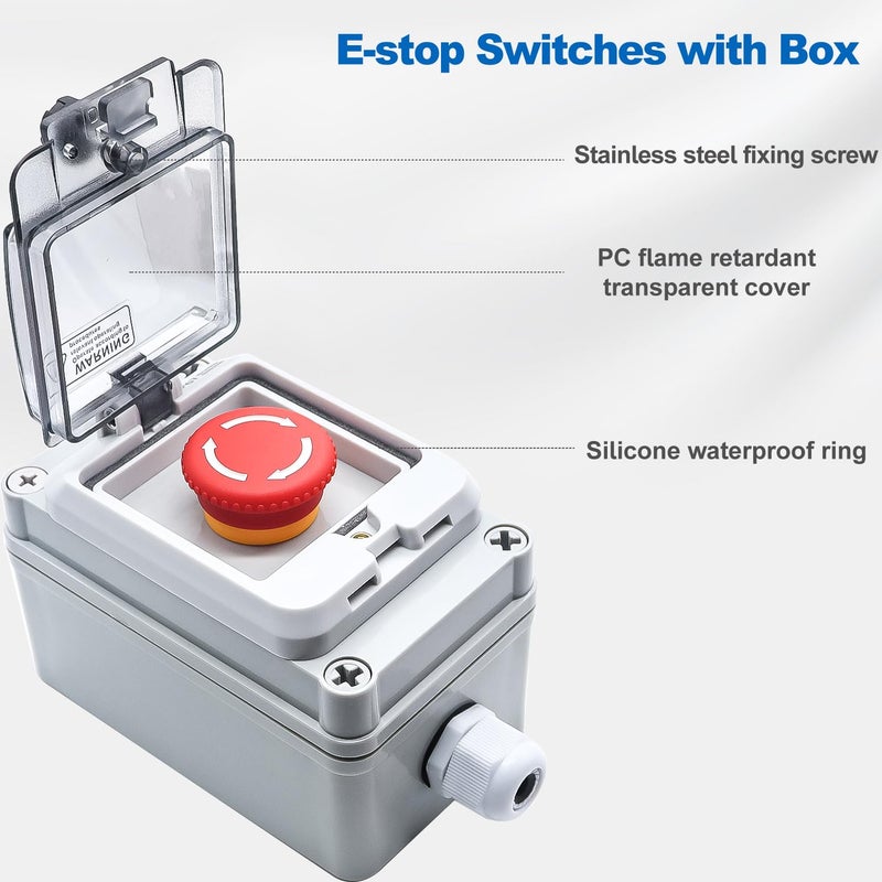 mxuteuk 1NC 1NO E-Stop Switches with Box Red Mushroom Emergency E-Stop Push Button Switch AC 660V 10A Switch Station Box G076 - Image 2