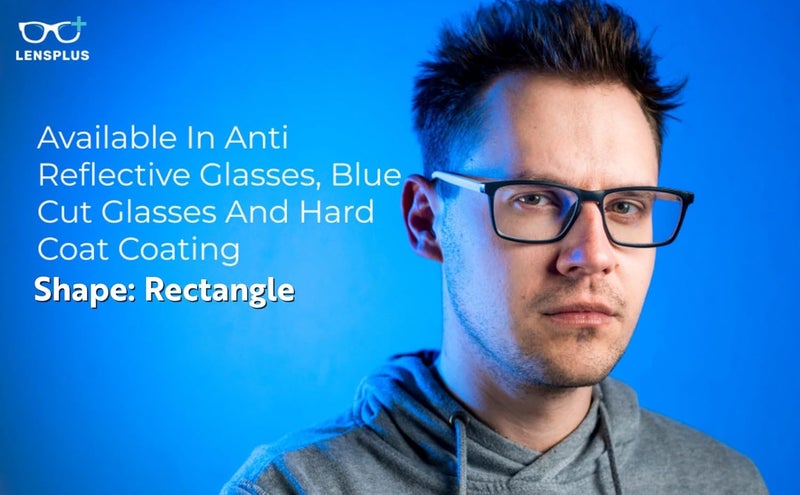 LENS+ Lensplus Rectangle TR Full Rim Eyeglasses with Blue Cut Lightweight Unisex Eyewear for Men & Women | Stylish Computer & Daily Use Frame - Image 4