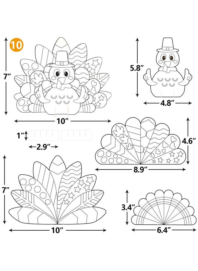 Fancy Land Thanksgiving Turkey Craft for Kids - Color Your Own Puzzle DIY Standing Kits Decor for Fall Themed Party Supplies - 10 Sets - Image 3