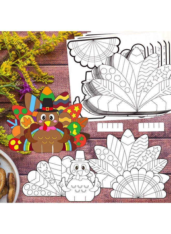 Fancy Land Thanksgiving Turkey Craft for Kids - Color Your Own Puzzle DIY Standing Kits Decor for Fall Themed Party Supplies - 10 Sets - Image 5