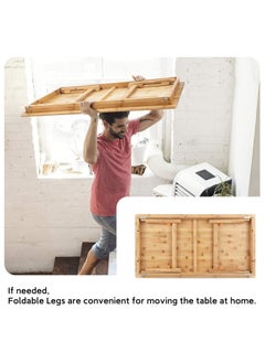 NNEWVANTE Large Size Floor Desk Nnewvante Floor Table Tray with Folding Legs Adjustable Low Coffee Table for Breakfast Serving Tray Gaming Writing 33.5x17.7in  - Image 4