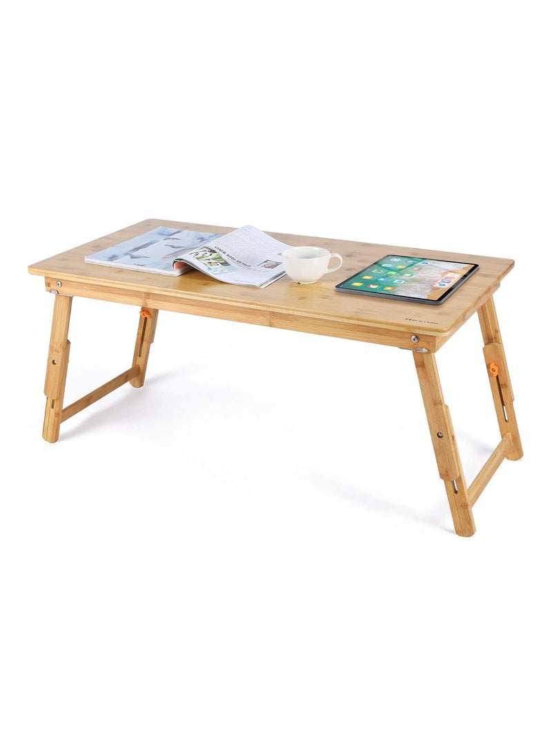 NNEWVANTE - Large Size Floor Desk Nnewvante Floor Table Tray with Folding Legs Adjustable Low Coffee Table for Breakfast Serving Tray Gaming Writing 33.5x17.7in - Image 1
