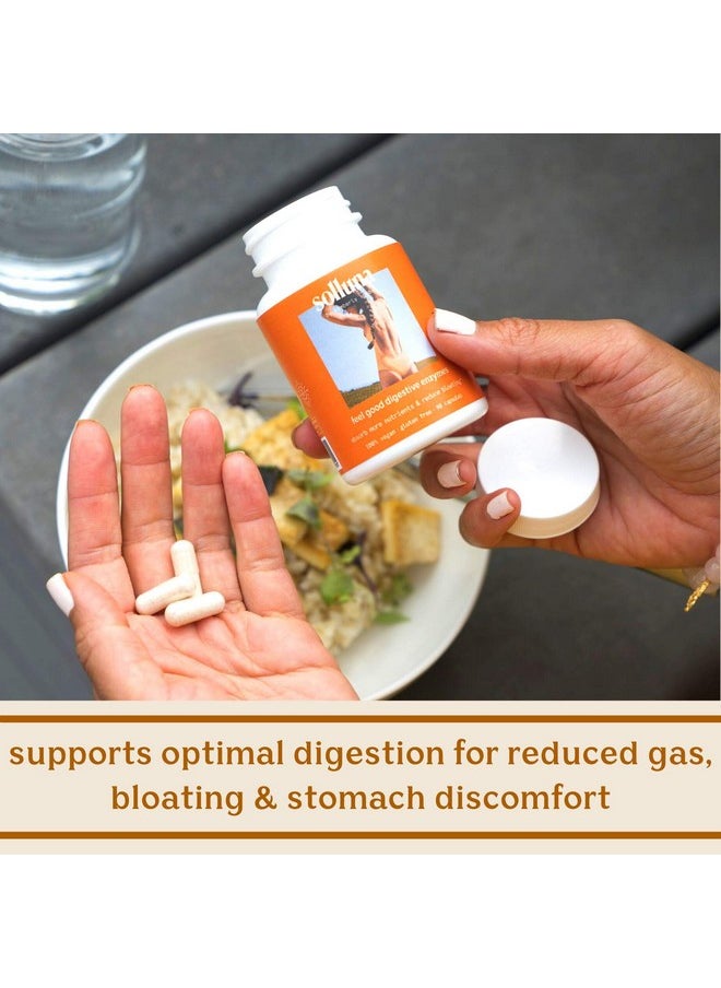 Solluna by Kimberly Snyder - Feel Good Digestive Enzymes Digestion & Nutrient Absorption Aid For Stomach Pain Gas & Bloating Multienzymes Lipase Amylase Protease Cellulase & Galactosidase - Image 1