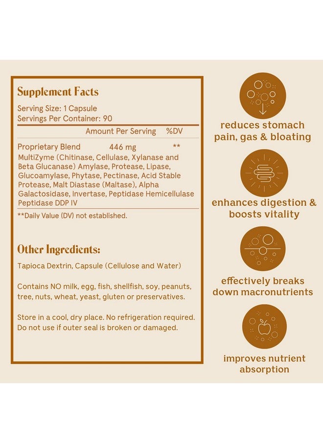 Solluna by Kimberly Snyder - Feel Good Digestive Enzymes Digestion & Nutrient Absorption Aid For Stomach Pain Gas & Bloating Multienzymes Lipase Amylase Protease Cellulase & Galactosidase - Image 1