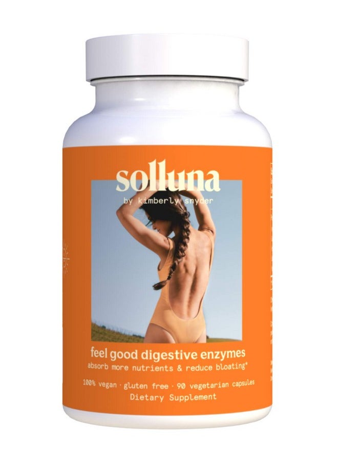 Solluna by Kimberly Snyder - Feel Good Digestive Enzymes Digestion & Nutrient Absorption Aid For Stomach Pain Gas & Bloating Multienzymes Lipase Amylase Protease Cellulase & Galactosidase - Image 1