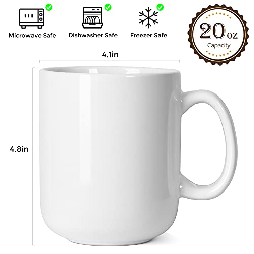 Smilatte 20 OZ Large Coffee Mug, M016 Plain Ceramic Boss Big Tea Cup with Handle for Dad Men, Set of 2, White - Image 4