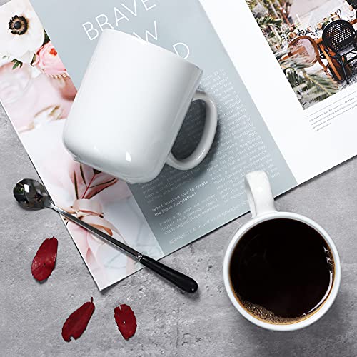 Smilatte 20 OZ Large Coffee Mug, M016 Plain Ceramic Boss Big Tea Cup with Handle for Dad Men, Set of 2, White - Image 2