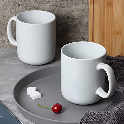 Smilatte 20 OZ Large Coffee Mug, M016 Plain Ceramic Boss Big Tea Cup with Handle for Dad Men, Set of 2, White - Image 3