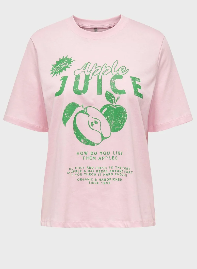 ONLY Crew Neck Printed T-Shirt