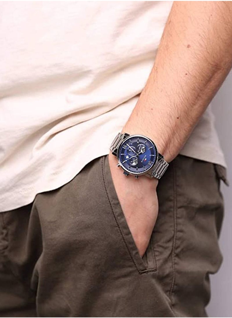 TOMMY HILFIGER - Men's Evan Blue Dial Stainless Steel Watch - 1710409 - Image 1