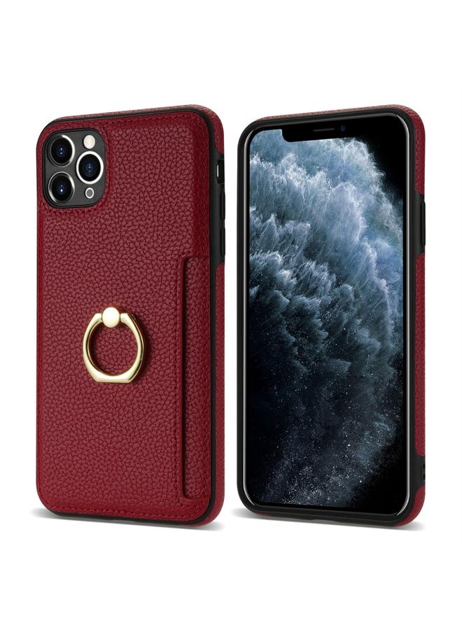 Zaboon Case For iPhone 11 Pro Max Ring Card Litchi Leather Back Phone Case - Image 2