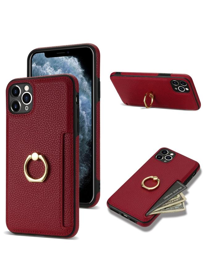 Zaboon Case For iPhone 11 Pro Max Ring Card Litchi Leather Back Phone Case - Image 1
