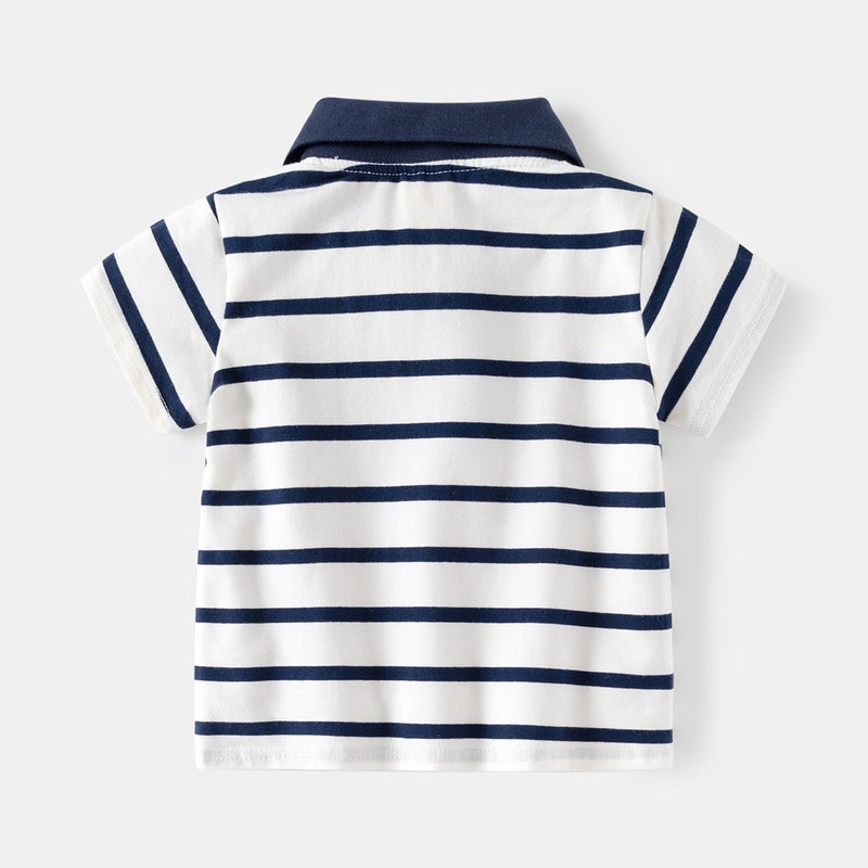 Children'S Striped Polo Shirt 2026 New Summer Clothing Boys' Short-Sleeve T-Shirt Baby Half-Sleeve Top Trendy - Image 4