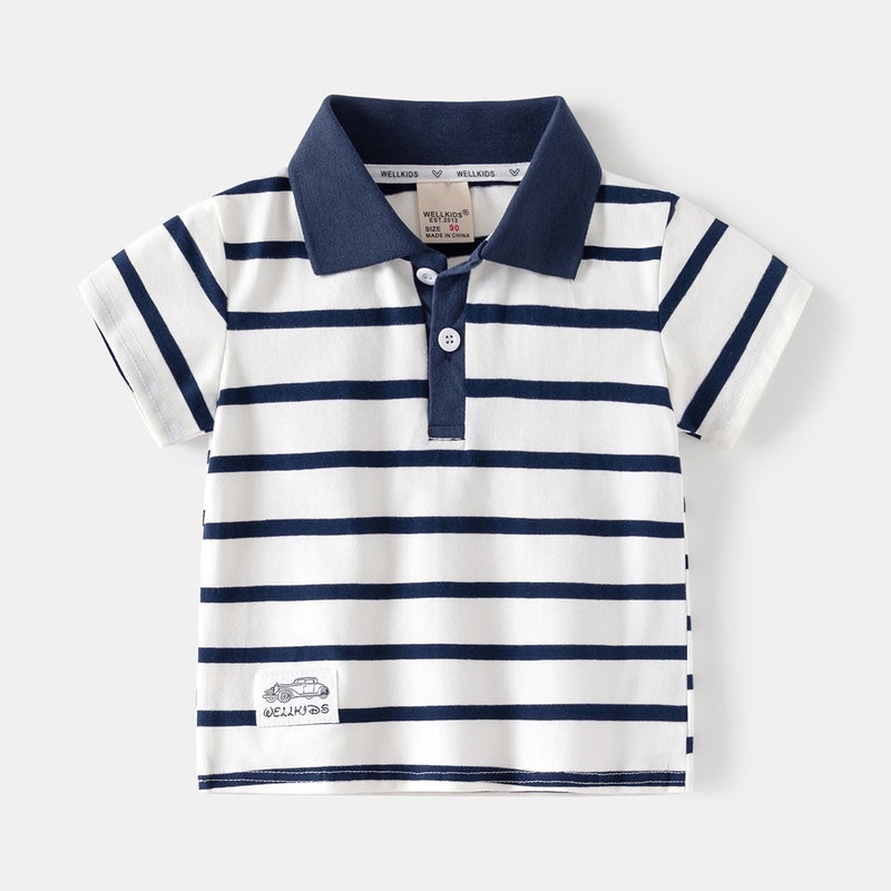Children'S Striped Polo Shirt 2026 New Summer Clothing Boys' Short-Sleeve T-Shirt Baby Half-Sleeve Top Trendy - Image 3
