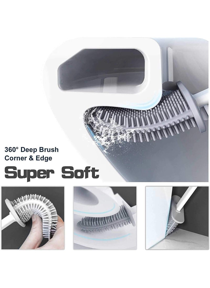 COOFANDY - COOFANDY Toilet Brush with Stand Silicone Flex Toilet Brush Bathroom Cleaning Supplies Household Cleaning Tools, Toilet Brushes for Western, Toilet Holder Stand, Western Toilet Brush for Cleaning - Image 1